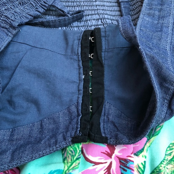 NWOT LOVE Fire 🔥 denim empire dress tropical 🌴 - Picture 4 of 6